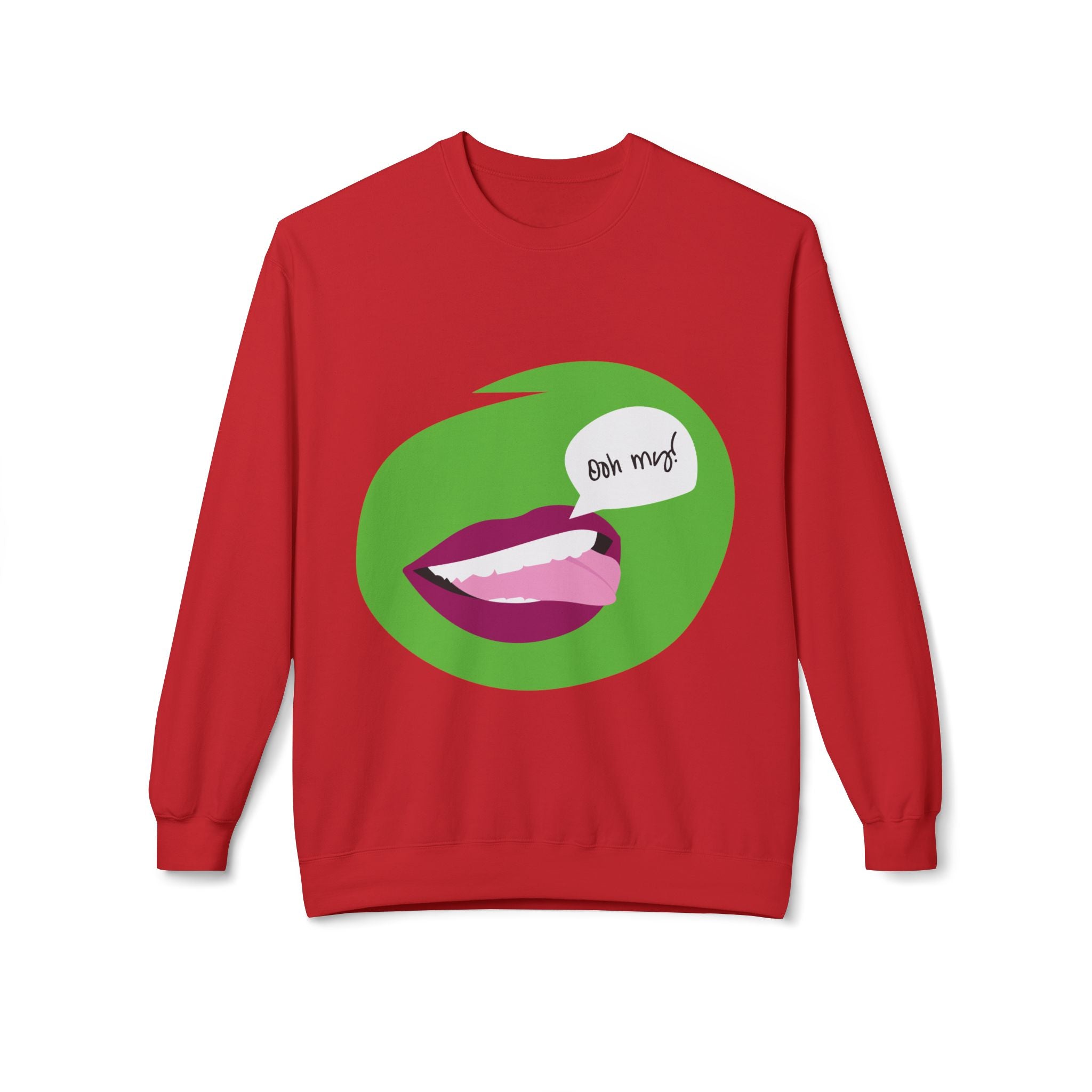 Graphic Crewneck Sweatshirt — 'Bite Me' Pop Art Lips Design