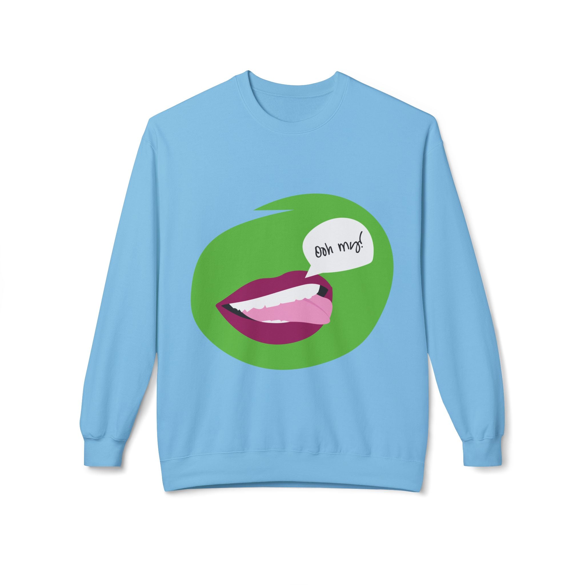 Graphic Crewneck Sweatshirt — 'Bite Me' Pop Art Lips Design