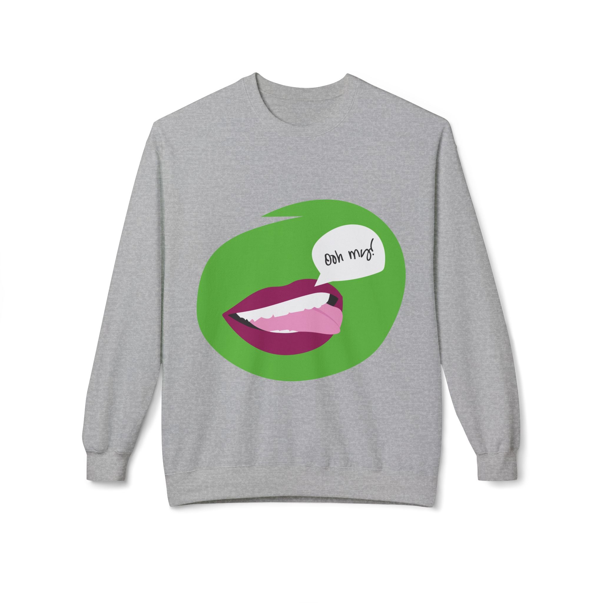 Graphic Crewneck Sweatshirt — 'Bite Me' Pop Art Lips Design