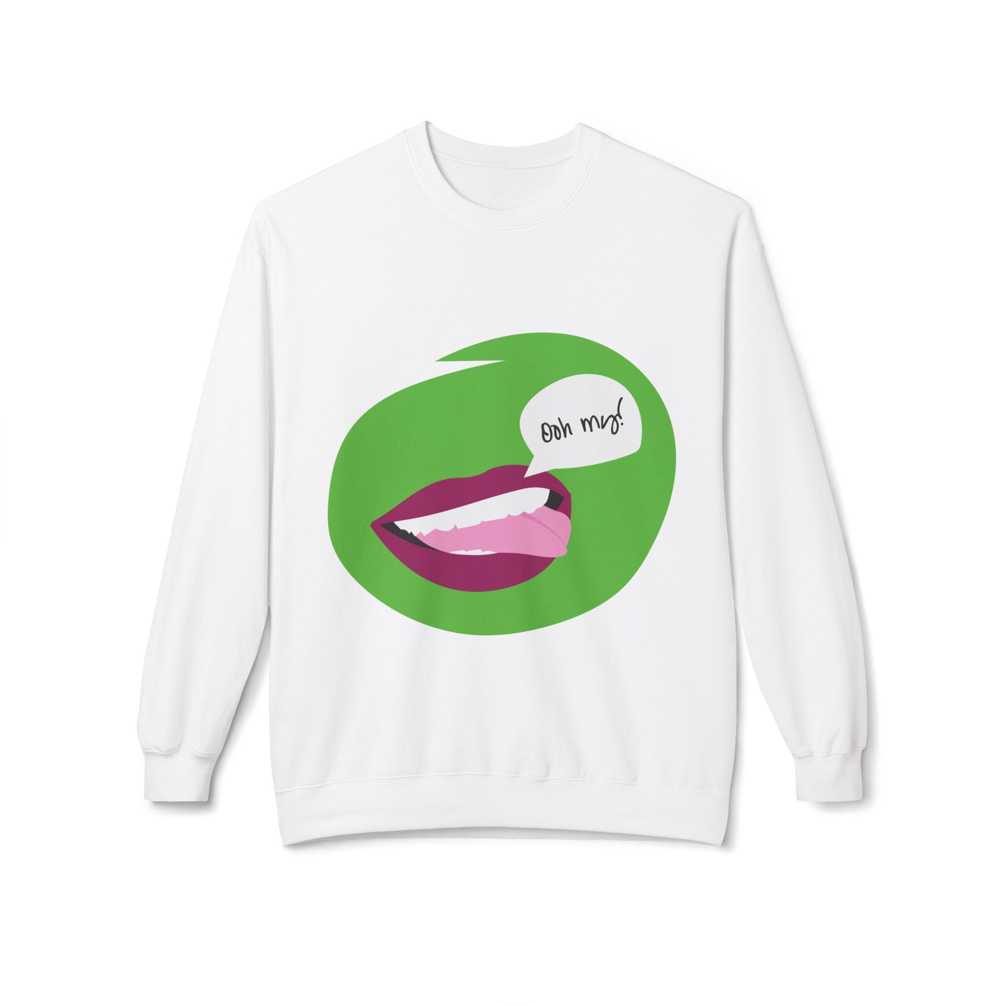 Graphic Crewneck Sweatshirt — 'Bite Me' Pop Art Lips Design