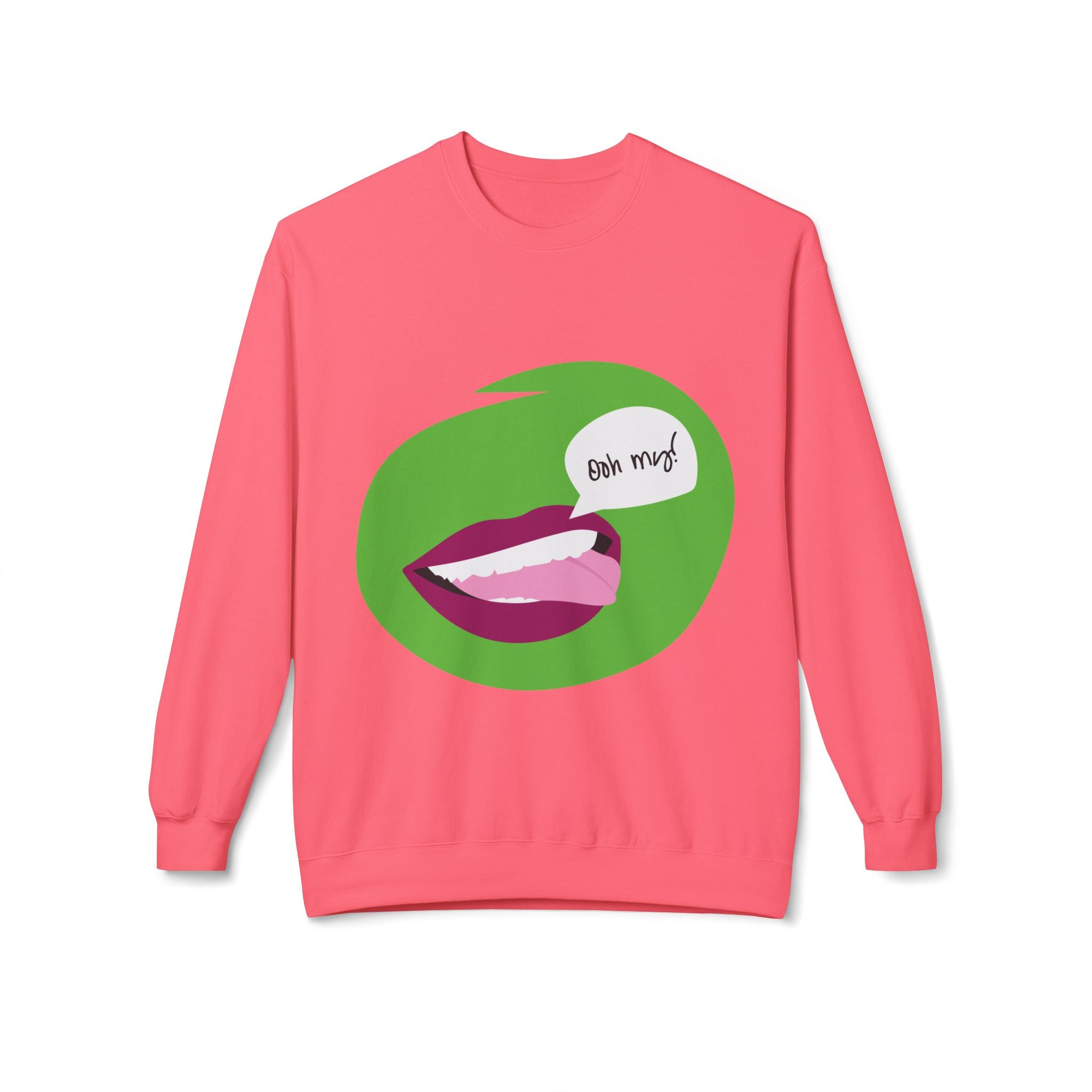 Graphic Crewneck Sweatshirt — 'Bite Me' Pop Art Lips Design