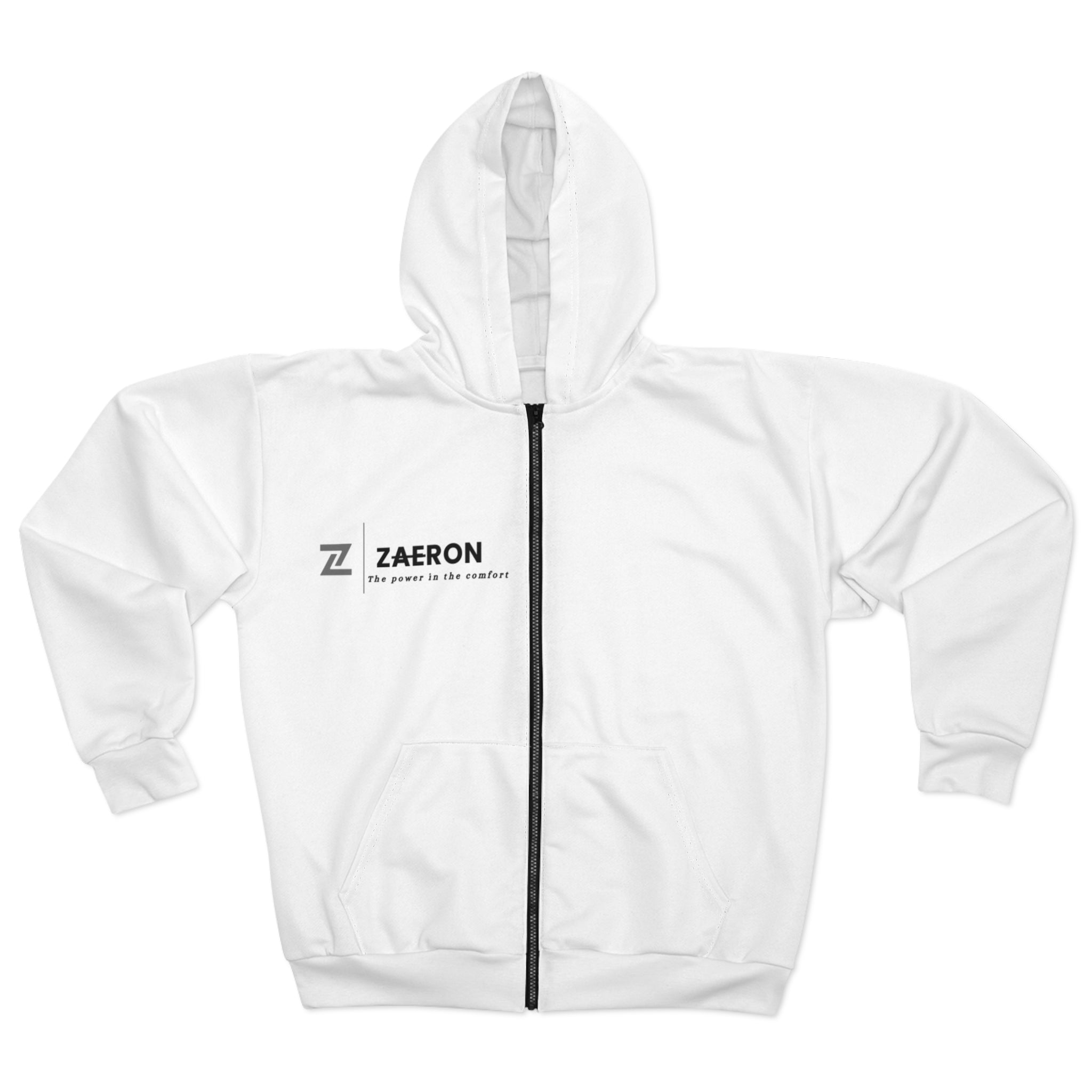 Zip Hoodie — Minimal ZAERON Logo Athletic Zip-Up