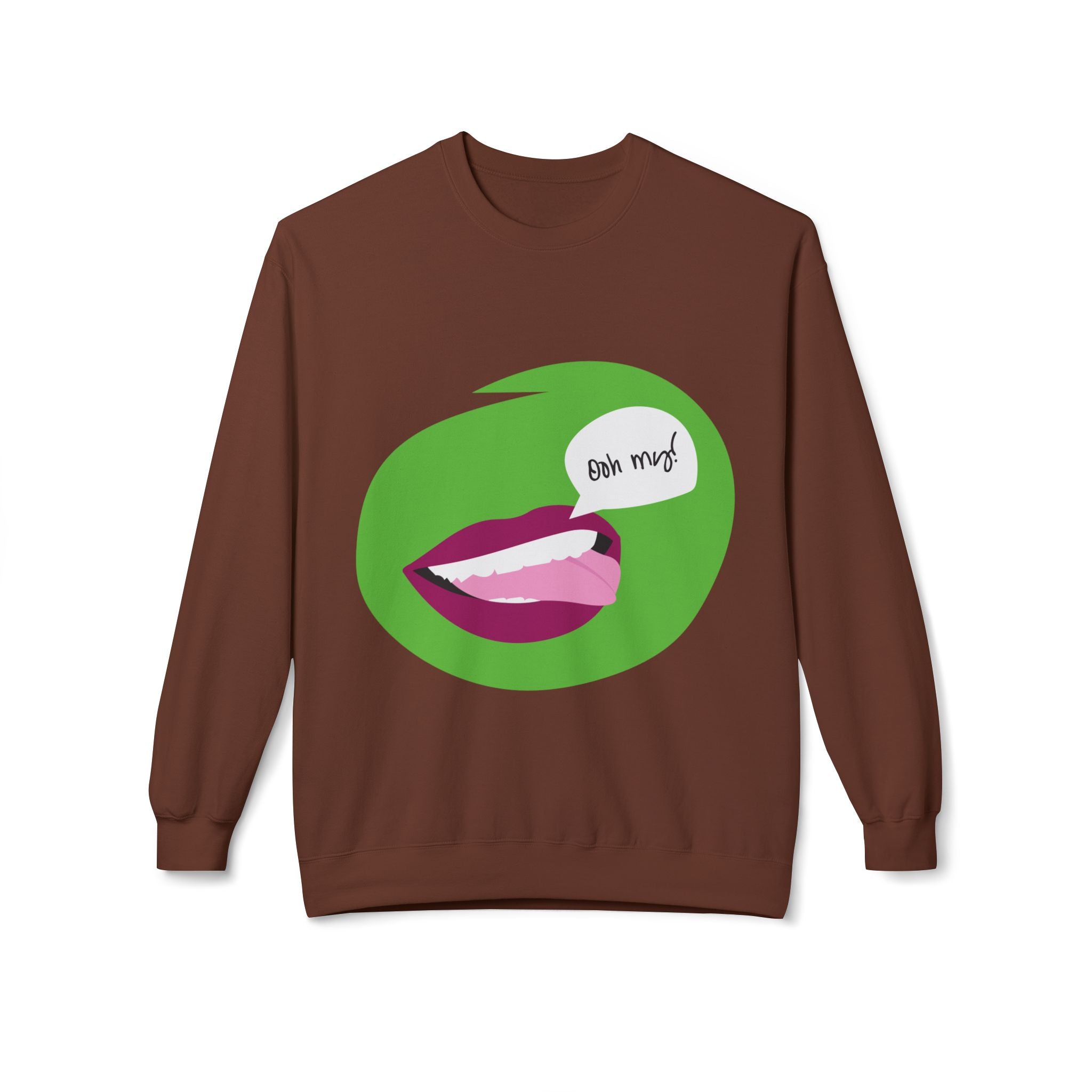 Graphic Crewneck Sweatshirt — 'Bite Me' Pop Art Lips Design