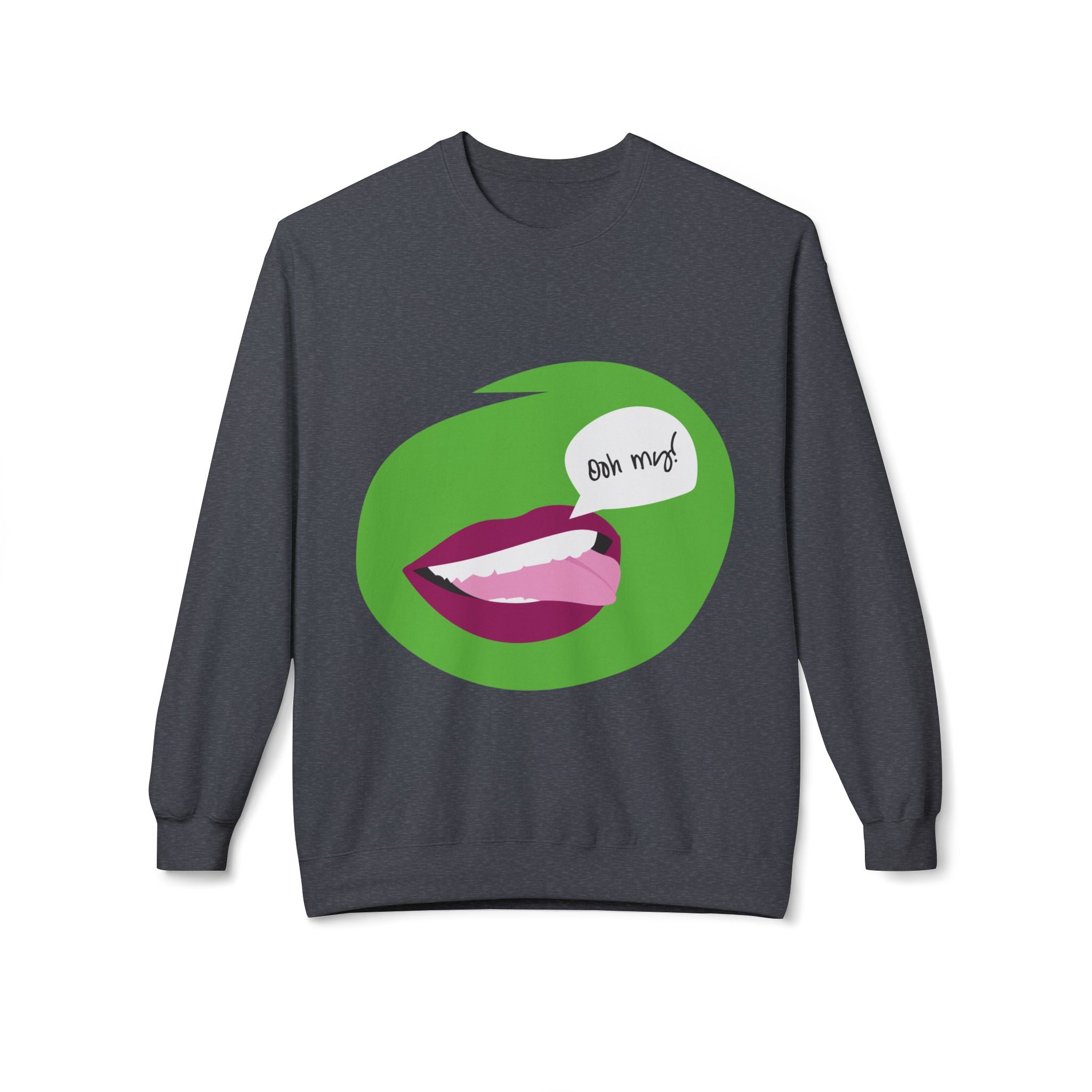 Graphic Crewneck Sweatshirt — 'Bite Me' Pop Art Lips Design